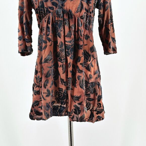 VTG Y2K Babydoll Velvet Burnout Top Size 3/Small Sheer Witchy Whimsygoth Grunge - Picture 3 of 6